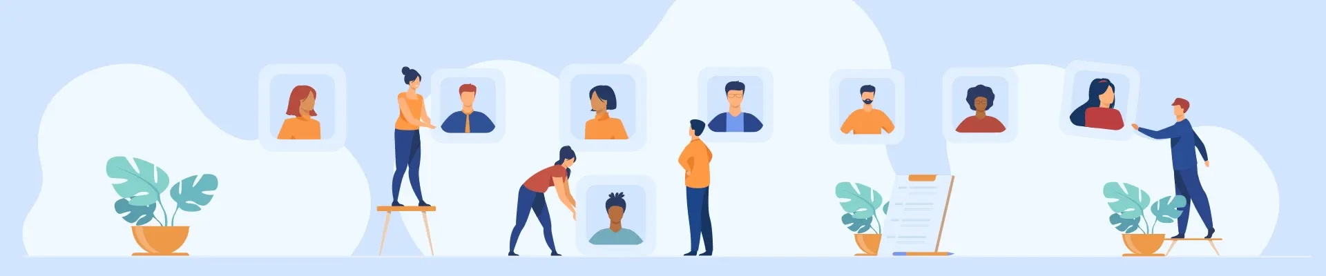 Illustration des portraits sur un mur des membres du comité