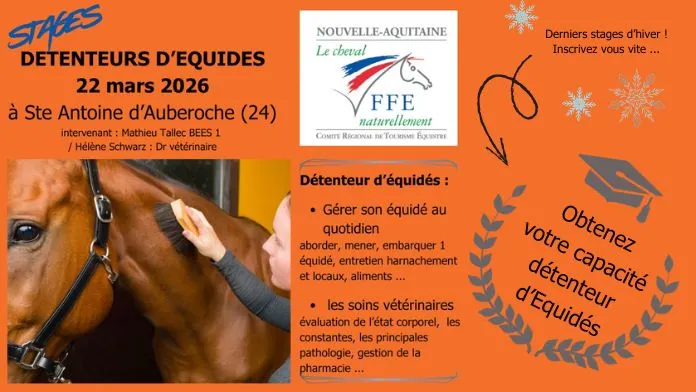 Stage détenteurs d'équidés CRE Nouvelle Aquitaine 2026