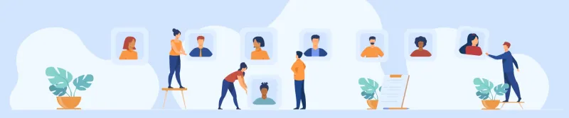 Illustration des portraits sur un mur des membres du comité